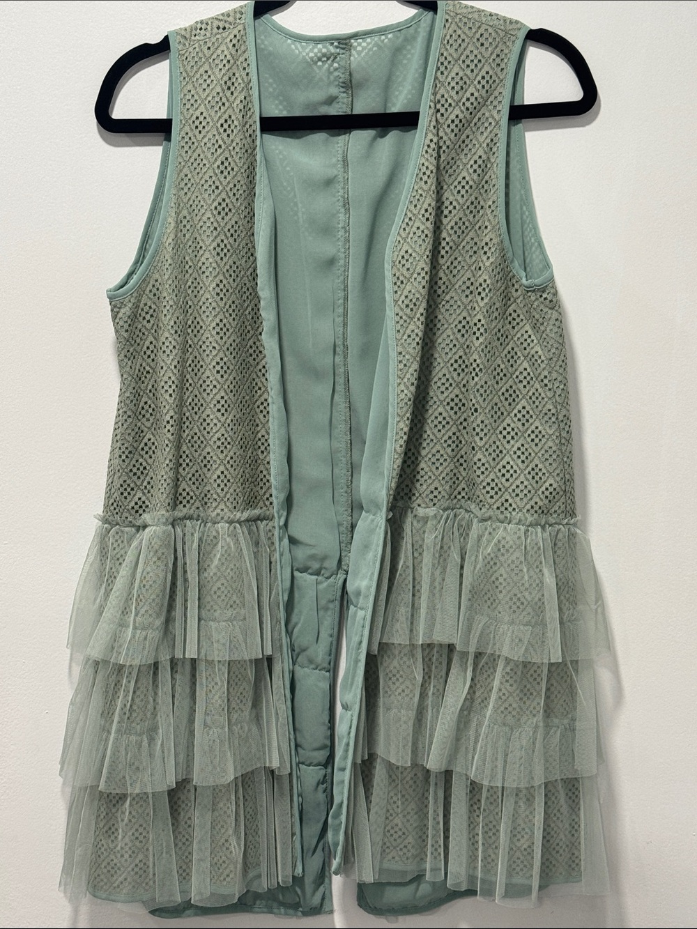 As know as de base-  sleeveless vest sage Green Layered Tulle Vest Dress- Japan
